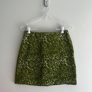 NWT & Other Stories Green Floral Velvet Mini Skirt